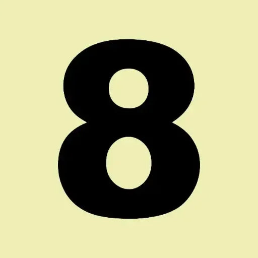 FL8 - Floor Number 8 - Black Photoluminescent Sign (Glow In The Dark)