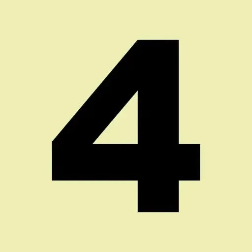 FL4 - Floor Number 4 - Black Photoluminescent Sign (Glow In The Dark)